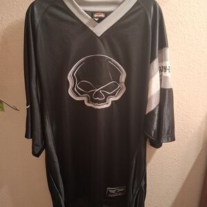 Harley Davidson black Skull Graphic Men's Shirt LOGO SZ XL